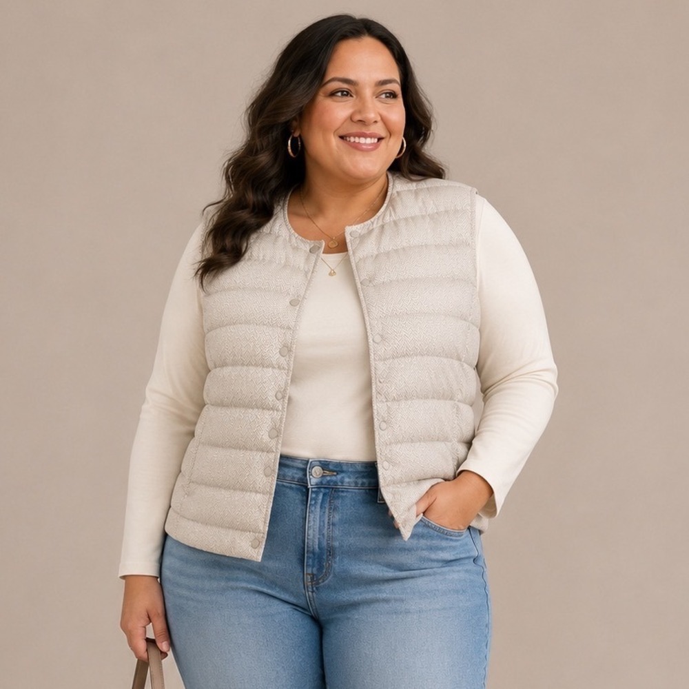 J. Jill Quilted Herringbone Puffer Vest Lightweight 3X